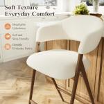 COLAMY Bar Stools Set of 2, Counter Height BarStools with Back, Modern Upholstered Island Stools with Metal Legs for Kitchen Counter, Dining Room, Beige