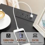 LOAKEKEL Night Stand Set 2, LED Nightstand with Charging Station, End Tables Living Room with Fabric Drawer, Small Bed Side Tables for Bedroom, Small Space, Black, HETS01BK