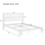 Merax Queen Size Bamboo Platform Bed, Mid-Century Modern Bed Frame with Tall Headboard, Solid Sustainable Bedframe Queen-Size, Wood Slat Support, No Box Spring Needed, Easy Assembly, Natural