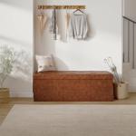 Sweetcrispy 43 Inches Folding Ottoman with Storage Bench, Foot Rest Stool, End of Bed Storage Bench Upholstered, Load 660 lbs, for Living Room, Synthetic Leather, Brown