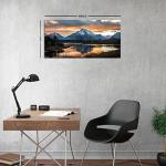 Sunset Mountain Wall Art for Living Room Nature Grand Teton Landscape Canvas Wall Decor National Park Posters Oxbow Bend Snake River Scenery Wyoming Painting Artwork Office Home Decoration 20x40"