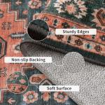 Tangsoo Vintage 4ft Round Area Rug,Washable Circle Rug Small Boho Round Rug Soft Red Blue Low-Pile Circular Carpet for Bedroom Entryway Kids Room Office College Dorm Living Room