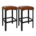 IDEALHOUSE 24 inches BarStools Set of 4, PU Leather Kitchen Chairs with 2" Thick Upholstery, Counter Height Bar Stools, Sturdy Metal Base, Easy Assembly, for Kitchen Island, Bar Counter, Brown