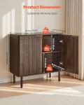 VEVOR Buffet Cabinet, Sideboard Cabinet with 2-Tier Storage, Coffee Bar Cabinet with Adjustable Shelves, Fluted Sideboard Buffet for Hallway, Entryway, Living Room, or Kitchen, Walnut
