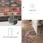 Tangsoo Vintage 4ft Round Area Rug,Washable Circle Rug Small Boho Round Rug Soft Red Blue Low-Pile Circular Carpet for Bedroom Entryway Kids Room Office College Dorm Living Room