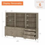 WAMPAT Gray Wash Bookcase with 3 Drawers Set of 3, Tall Book Case with 3-Tier Open Book Shelfs, Large Wood Bookcases Farmhouse Bookshelves for Living Room Bedroom Home Office Kitchen, 72''