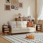 JOONEE Rattan Nightstand with Charging Station,Farmhouse Bedside Table with 2 Storage Drawer and Open Wood Shelf, for Bedroom and Small Spaces,Night Stand with Solid Wood Legs (Walnut Brown-Outlet)