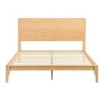 Merax Queen Size Bamboo Platform Bed, Mid-Century Modern Bed Frame with Tall Headboard, Solid Sustainable Bedframe Queen-Size, Wood Slat Support, No Box Spring Needed, Easy Assembly, Natural