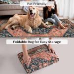 Tangsoo Vintage 4ft Round Area Rug,Washable Circle Rug Small Boho Round Rug Soft Red Blue Low-Pile Circular Carpet for Bedroom Entryway Kids Room Office College Dorm Living Room