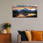 Sunset Mountain Wall Art for Living Room Nature Grand Teton Landscape Canvas Wall Decor National Park Posters Oxbow Bend Snake River Scenery Wyoming Painting Artwork Office Home Decoration 20x40"