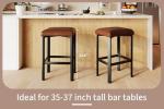 IDEALHOUSE 24 inches BarStools Set of 4, PU Leather Kitchen Chairs with 2" Thick Upholstery, Counter Height Bar Stools, Sturdy Metal Base, Easy Assembly, for Kitchen Island, Bar Counter, Brown