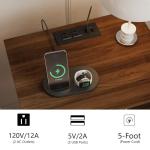 JOONEE Rattan Nightstand with Charging Station,Farmhouse Bedside Table with 2 Storage Drawer and Open Wood Shelf, for Bedroom and Small Spaces,Night Stand with Solid Wood Legs (Walnut Brown-Outlet)