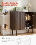 VEVOR Buffet Cabinet, Sideboard Cabinet with 2-Tier Storage, Coffee Bar Cabinet with Adjustable Shelves, Fluted Sideboard Buffet for Hallway, Entryway, Living Room, or Kitchen, Walnut