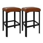 IDEALHOUSE 24 inches BarStools Set of 4, PU Leather Kitchen Chairs with 2" Thick Upholstery, Counter Height Bar Stools, Sturdy Metal Base, Easy Assembly, for Kitchen Island, Bar Counter, Brown