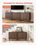 VEVOR Buffet Cabinet, Sideboard Cabinet with 2-Tier Storage, Coffee Bar Cabinet with Adjustable Shelves, Fluted Sideboard Buffet for Hallway, Entryway, Living Room, or Kitchen, Walnut