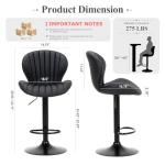 COLAMY Bar Stools Set of 3, Adjustable Modern Swivel Bar Chairs, Faux Leather Upholstered Barstools Counter Height with High Backrest for Bar, Kitchen Island, Dining Room, Black