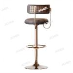 ZQ Italian Light Luxury Rotating Bar Chair High-end Family Back Chair Island Bar Chair Minimalist Stainless Steel High Stool