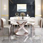 Luxury Round Dining Table Chairs Hallway Console Marble Dining Table Designer Lounge Restaurant Mesas De Comedor Home Furniture
