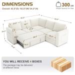 SUAWY 83.5" Sectional Sleeper Sofa with Pull Out Couch, Modern 5 Seat L Shaped Modular Couch, Sectionals Modular Sofa with Storage, Comfy Sectional Couches for Living Room & Apartment, Light Beige