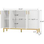 Modern Storage Cabinet, 59 Inch Console Buffet Cabinet Sideboard with 4 Doors & Gold Metal Base for Dining Room, Living Room