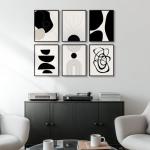 Framed Boho Black and White Abstract Wall Art, Set of 6 Modern Canvas Prints Paintings Artwork for Walls, Minimalist Geometric Pictures for Living Room Bedroom Office Bathroom Wall Decor 11x14 Inch
