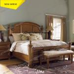 A178  Old solid wood double bed, villa, master bedroom bedside table group