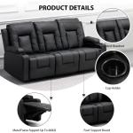 Recline Chair Set，Furniture 3PC Bonded Leather Recliner Set Living Room Set, Sofa, Recline Chair with Massger A