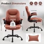 Nexthro Executive Office Chair PU,Leather Office Chair with Wheels,360° Swivel Rolling Chair with Padded Arms,Ergonomic Computer Chair with Lumbar Support for Short People Use(Brown)