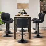 COLAMY Bar Stools Set of 3, Adjustable Modern Swivel Bar Chairs, Faux Leather Upholstered Barstools Counter Height with High Backrest for Bar, Kitchen Island, Dining Room, Black