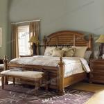 A178  Old solid wood double bed, villa, master bedroom bedside table group