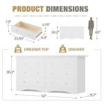 YESHOMY Dresser for Bedroom with 6 Drawers, Modern Chest of Drawers, Wooden Dressers, TV Stand for Living Room,Closet, Hallway (White)