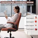 Nexthro Executive Office Chair PU,Leather Office Chair with Wheels,360° Swivel Rolling Chair with Padded Arms,Ergonomic Computer Chair with Lumbar Support for Short People Use(Brown)