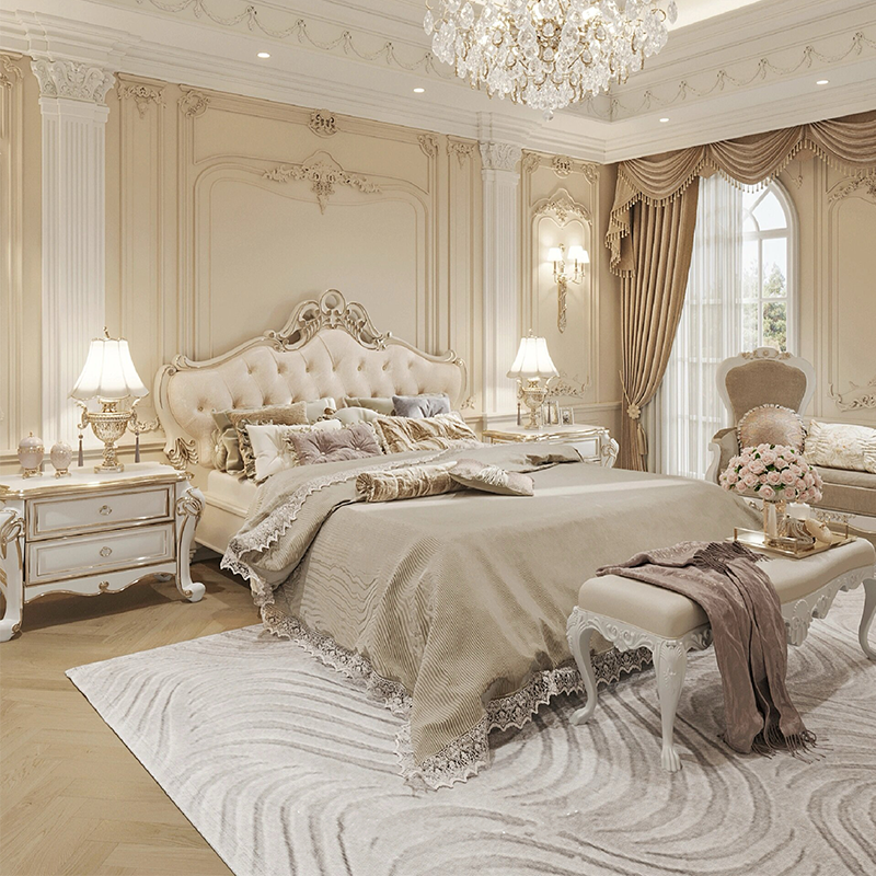 Decor Aesthetic Double Bed Modern Fashion Nordic Design Bed 2 People King Size Frame Bedside Table With Drawer Bedroom Furniture