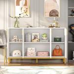 Modern Storage Cabinet, 59 Inch Console Buffet Cabinet Sideboard with 4 Doors & Gold Metal Base for Dining Room, Living Room