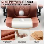 Nexthro Executive Office Chair PU,Leather Office Chair with Wheels,360° Swivel Rolling Chair with Padded Arms,Ergonomic Computer Chair with Lumbar Support for Short People Use(Brown)