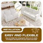 SUAWY 83.5" Sectional Sleeper Sofa with Pull Out Couch, Modern 5 Seat L Shaped Modular Couch, Sectionals Modular Sofa with Storage, Comfy Sectional Couches for Living Room & Apartment, Light Beige