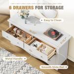 YESHOMY Dresser for Bedroom with 6 Drawers, Modern Chest of Drawers, Wooden Dressers, TV Stand for Living Room,Closet, Hallway (White)