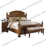A178  Old solid wood double bed, villa, master bedroom bedside table group