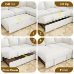 SUAWY 83.5" Sectional Sleeper Sofa with Pull Out Couch, Modern 5 Seat L Shaped Modular Couch, Sectionals Modular Sofa with Storage, Comfy Sectional Couches for Living Room & Apartment, Light Beige