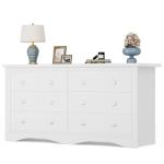 YESHOMY Dresser for Bedroom with 6 Drawers, Modern Chest of Drawers, Wooden Dressers, TV Stand for Living Room,Closet, Hallway (White)