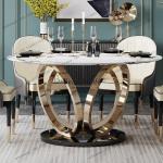 Sintered Stone Dining Table Luxury Sintered Stone Dining Table Round Marble Top Kitchen Table and Chair Set