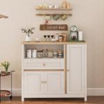 Viaozutis Storage Cabinet with Doors and Drawers,Kitchen Storage Cabinets，with Drawer and Adjustable Shelf（White）