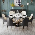Sintered Stone Dining Table Luxury Sintered Stone Dining Table Round Marble Top Kitchen Table and Chair Set