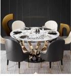 Sintered Stone Dining Table Luxury Sintered Stone Dining Table Round Marble Top Kitchen Table and Chair Set