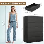 Jocoevol Black 5 Drawer Dresser for Bedroom, 15" D x 23.7" W x 40.4" H in Simply Chest of Drawers, Wood Storage Dresser with Drawers for Living Room Hallway Entryway, Black