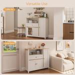 Viaozutis Storage Cabinet with Doors and Drawers,Kitchen Storage Cabinets，with Drawer and Adjustable Shelf（White）