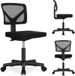 Sweetcrispy Small Office Desk Chair, Ergonomic Low-Back Mesh Rolling Work Swivel Chairs with Wheels, Armless Comfortable Seat Lumbar Support for Home, Bedroom, Study, Student, Adults,Classic Black