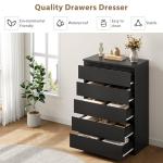 Jocoevol Black 5 Drawer Dresser for Bedroom, 15" D x 23.7" W x 40.4" H in Simply Chest of Drawers, Wood Storage Dresser with Drawers for Living Room Hallway Entryway, Black