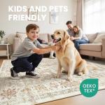 zesthome 8x10 Area Rugs - Stain Resistant Washable Rug for Living Room, Non-Slip Backing Large Area Rug with Ultra-Thin Low Pile for Bedroom, Vintage Home Decor