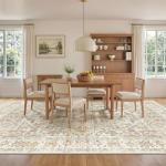 zesthome 8x10 Area Rugs - Stain Resistant Washable Rug for Living Room, Non-Slip Backing Large Area Rug with Ultra-Thin Low Pile for Bedroom, Vintage Home Decor